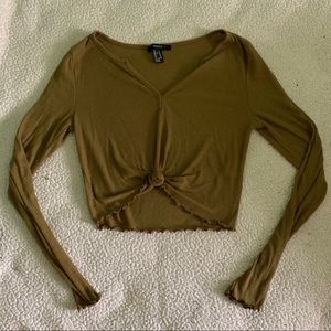 Olive green long sleeve crop top